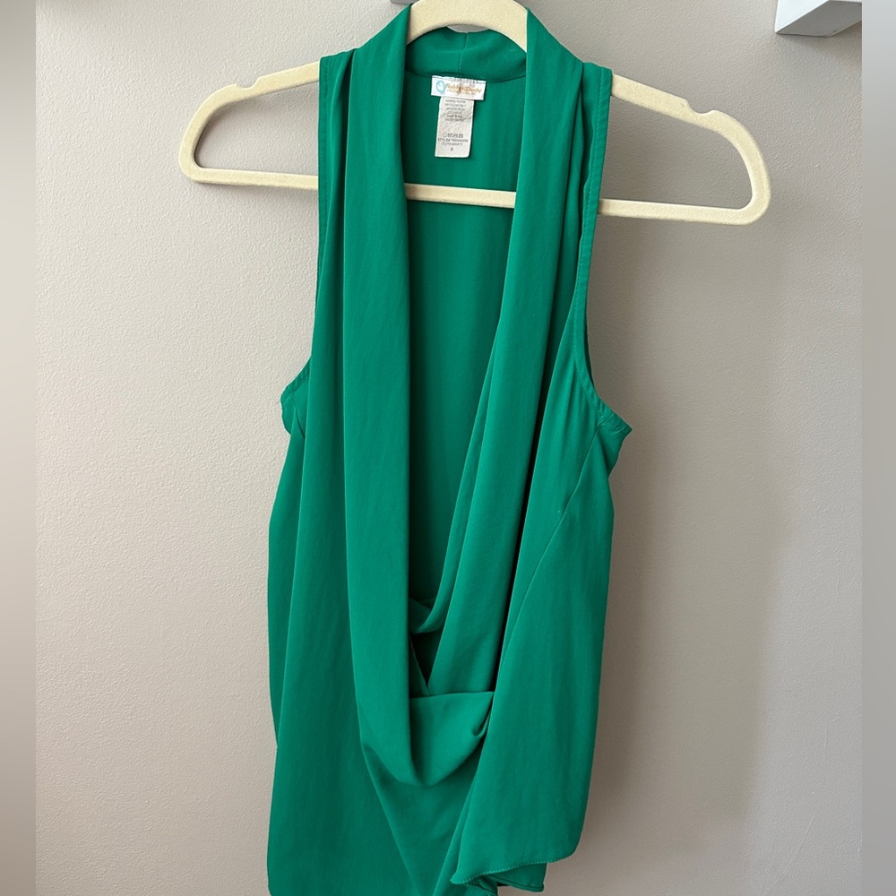 Deep V green blouse. Size Small